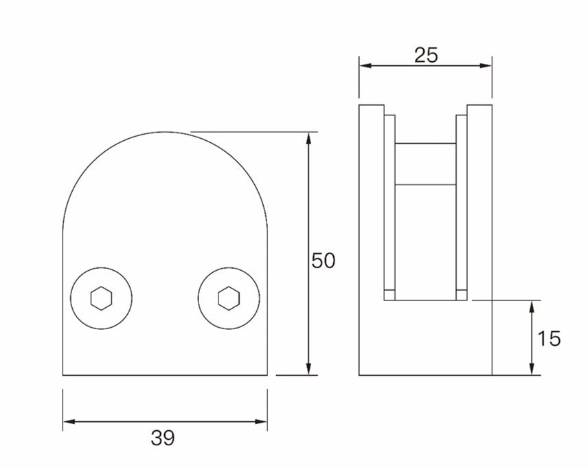Pinza redonda para tubo cuadrado