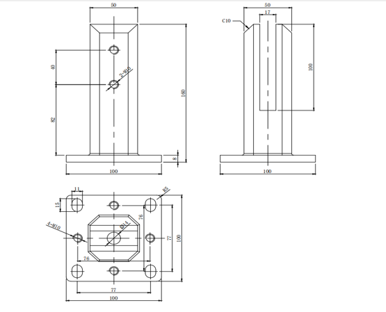 Pinza de suelo cuadrada